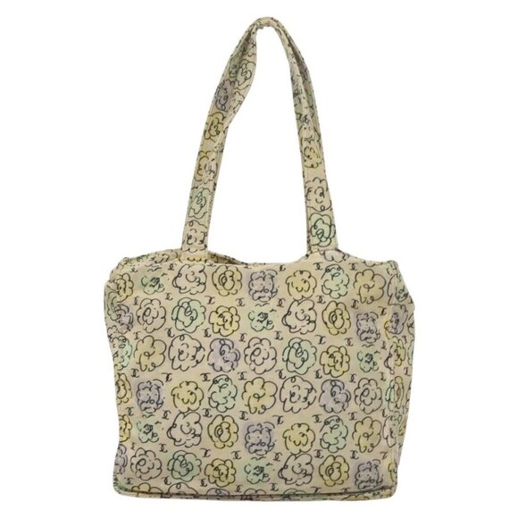 CHANEL Camelia COCO Mark Tote Bag Cotton Multicolor CC Auth BA3738 - Picture 2 of 16